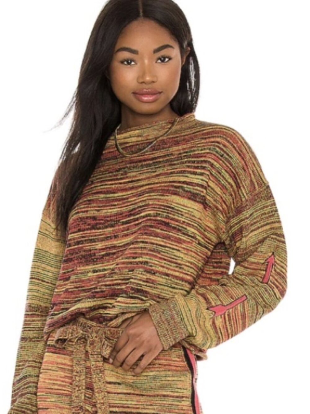THE UPSIDE Nitara Knit Cropped Sweater Multicolor Space Dye Stripe S/M Fall